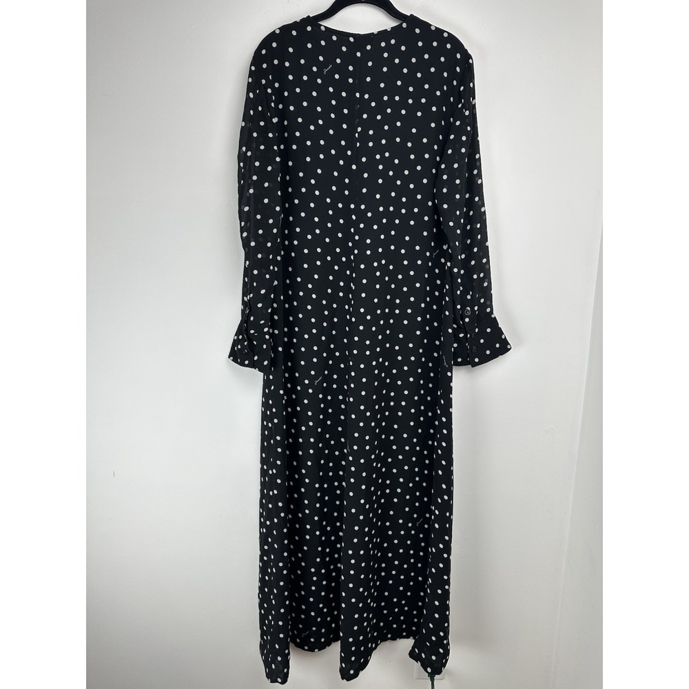 Ganni Polka Dot Crepe Midi Dress Size EU 44/US 14 Black Sheer Quiet Luxury - Picture 2 of 14
